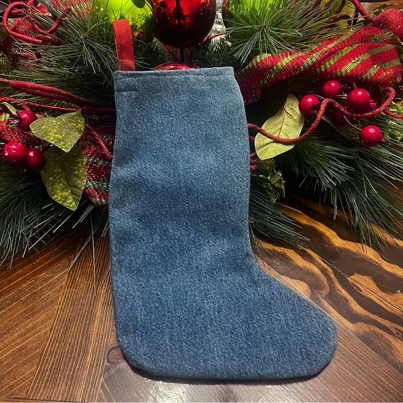 Handmade Denim/Blue Jean Christmas Stocking. Pre-Owned - Picture 2 of 5